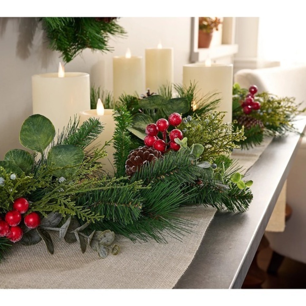 Valerie Parr Hill 4' Berry, Pine & Eucalyptus‎ Garland Christmas Decor Winter